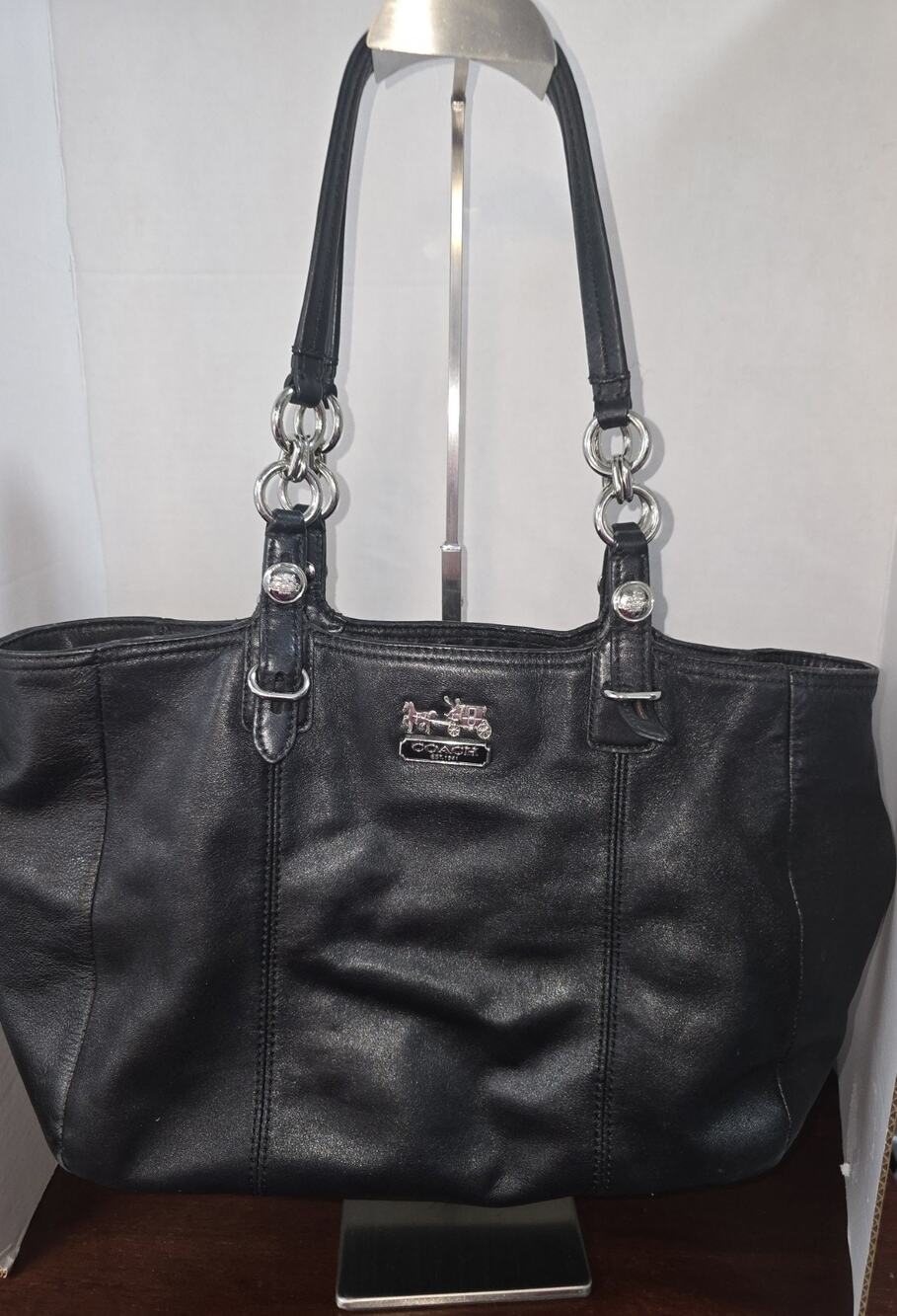 Coach Madison Mia Black Leather Tote (Style 15740)